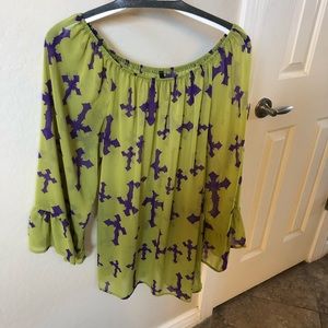 Really pretty sheer blouse with ruffle sleeves